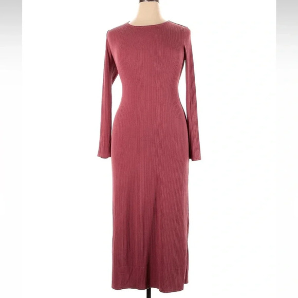 Reformation Dusty Rose Rust Benedict Sweater Ribbed Midi Maxi Dress Size XL - Picture 4 of 10